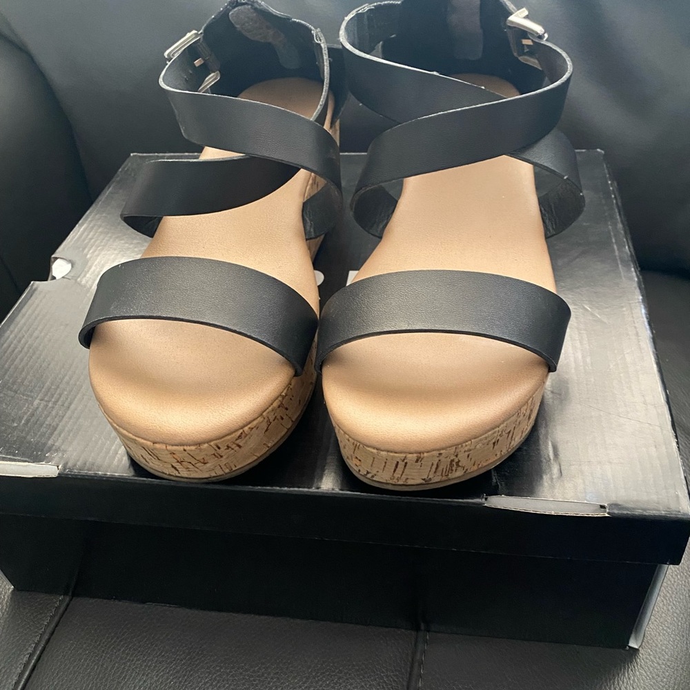 Torrid Black Cork Wedges